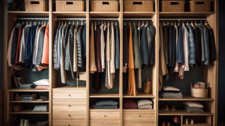 Organized Chaos: Inside a Modern Closet. Generative AIの素材