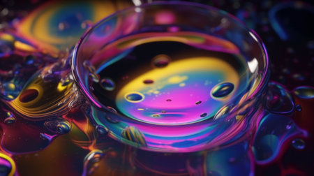 Abstract background, holographic fluid foil, metallic texture. Generative AIの素材