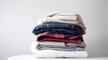 Stack of clothes. A family laundry pile. Generative AIの素材