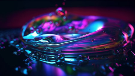 Abstract background, holographic fluid foil, metallic texture. Generative AIの素材