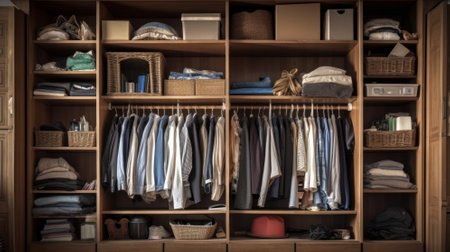 Organized Chaos: Inside a Modern Closet. Generative AIの素材