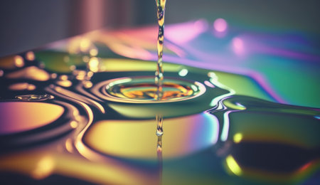 Abstract background, holographic fluid foil, metallic texture. Generative AIの素材