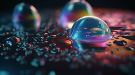 Abstract background, holographic fluid foil, metallic texture. Generative AIの素材