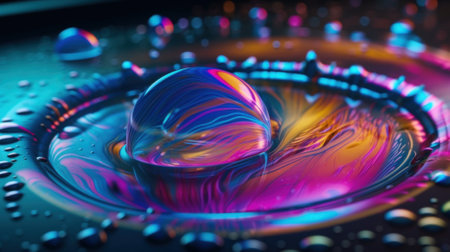 Abstract background, holographic fluid foil, metallic texture. Generative AIの素材