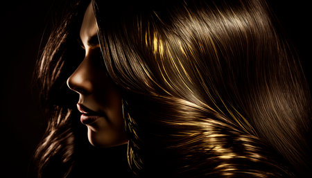 beautiful long hair. Beauty woman with luxurious brown hair. generative aiの素材