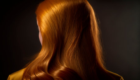 beautiful long hair. Beauty woman with luxurious ginger hair. generative aiの素材