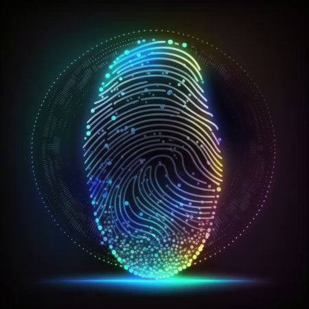 Fingerprint, security access with biometrics identification. ,Safety Internet Concept. AI generatedの素材