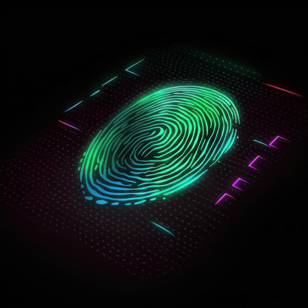 Fingerprint, security access with biometrics identification. ,Safety Internet Concept. AI generatedの素材
