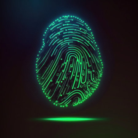 Fingerprint, security access with biometrics identification. ,Safety Internet Concept. AI generatedの素材