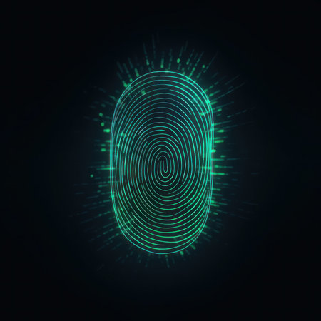 Fingerprint, security access with biometrics identification. ,Safety Internet Concept. AI generatedの素材