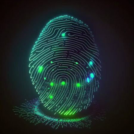 Fingerprint, security access with biometrics identification. ,Safety Internet Concept. AI generatedの素材