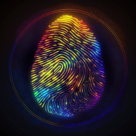 Fingerprint, security access with biometrics identification. ,Safety Internet Concept. AI generatedの素材
