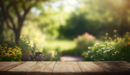 Wooden Garden Table, Product Presentation. Generative AIの素材