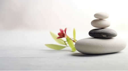 Spa stones on blurred background. Generative AIの素材