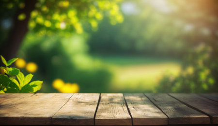 Wooden Garden Table, Product Presentation. Generative AIの素材