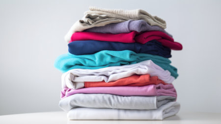 Stack of clothes. A family laundry pile. Generative AIの素材