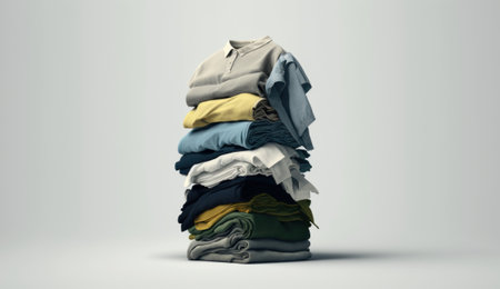 Stack of clothes. A family laundry pile. Generative AIの素材