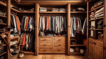 Organized Chaos: Inside a Modern Closet. Generative AIの素材