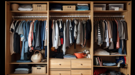 Organized Chaos: Inside a Modern Closet. Generative AIの素材