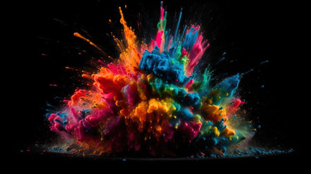 A Colorful Explosion on a Black Background. Generative AIの素材