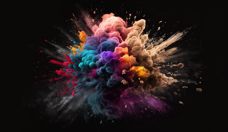 A Colorful Explosion on a Black Background. Generative AIの素材