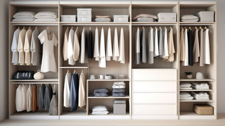 Organized Chaos: Inside a Modern Closet. Generative AIの素材
