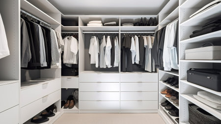 Organized Chaos: Inside a Modern Closet. Generative AIの素材