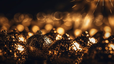 Sparkling Luxury, Gold Glitter, Bokeh Sparkles, and Particles. Generative AIの素材
