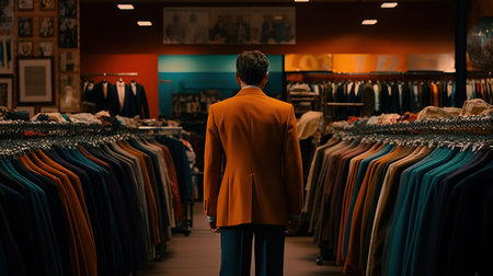 Business Suit Shopping in a Department Store. Generative AIの素材