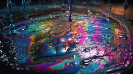 Abstract background, holographic fluid foil, metallic texture. Generative AIの素材