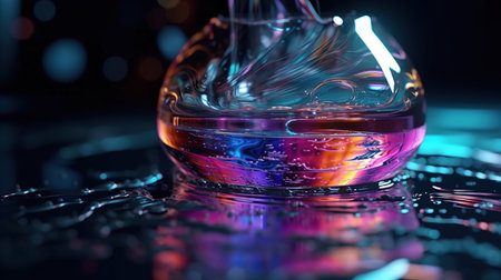 Abstract background, holographic fluid foil, metallic texture. Generative AIの素材