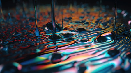 Abstract background, holographic fluid foil, metallic texture. Generative AIの素材