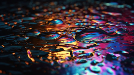Abstract background, holographic fluid foil, metallic texture. Generative AIの素材
