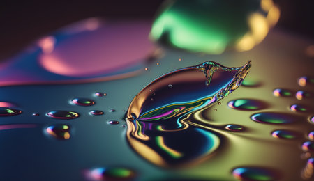 Abstract background, holographic fluid foil, metallic texture. Generative AIの素材