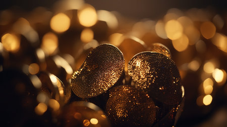 Sparkling Luxury, Gold Glitter, Bokeh Sparkles, and Particles. Generative AIの素材