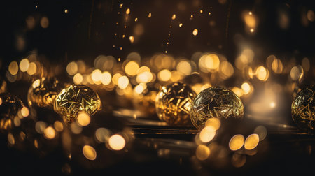 Sparkling Luxury, Gold Glitter, Bokeh Sparkles, and Particles. Generative AIの素材