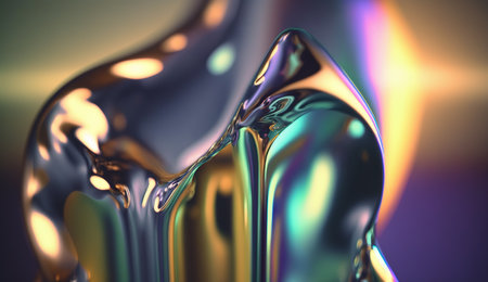 Abstract background, holographic fluid foil, metallic texture. Generative AIの素材
