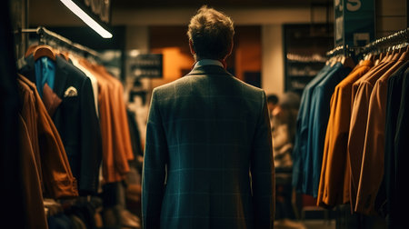 Business Suit Shopping in a Department Store. Generative AIの素材