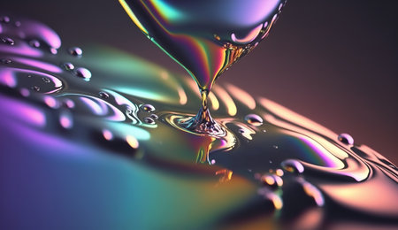 Abstract background, holographic fluid foil, metallic texture. Generative AIの素材