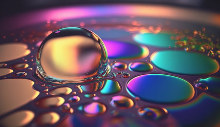 Abstract background, holographic fluid foil, metallic texture. Generative AIの素材