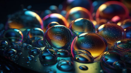 Abstract background, holographic fluid foil, metallic texture. Generative AIの素材