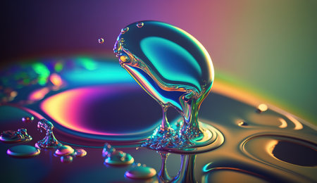 Abstract background, holographic fluid foil, metallic texture. Generative AIの素材