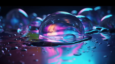 Abstract background, holographic fluid foil, metallic texture. Generative AIの素材