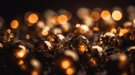 Sparkling Luxury, Gold Glitter, Bokeh Sparkles, and Particles. Generative AIの素材