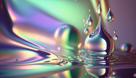 Abstract background, holographic fluid foil, metallic texture. Generative AIの素材