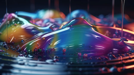Abstract background, holographic fluid foil, metallic texture. Generative AIの素材