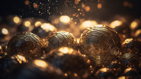 Sparkling Luxury, Gold Glitter, Bokeh Sparkles, and Particles. Generative AIの素材