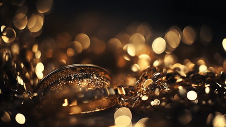 Sparkling Luxury, Gold Glitter, Bokeh Sparkles, and Particles. Generative AIの素材