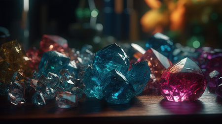 Close-up of Beautiful Crystals with Radiant Shine and Unique Formation. Generative AIの素材
