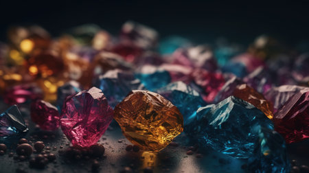 Close-up of Beautiful Crystals with Radiant Shine and Unique Formation. Generative AIの素材